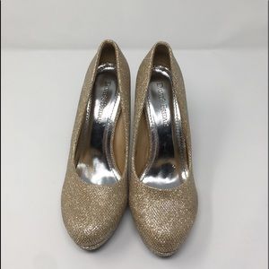 David’s Bridal Crystal Gold High Heels Cute Shoes